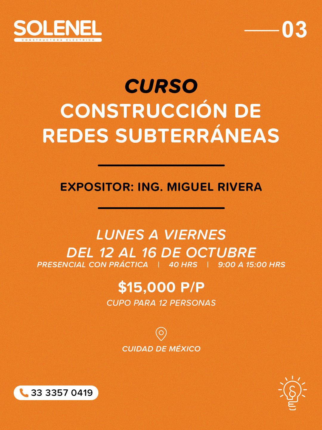 Cartel del curso presencial de Construcción de Redes Subterráneas de octubre de 2026 en Ciudad de México