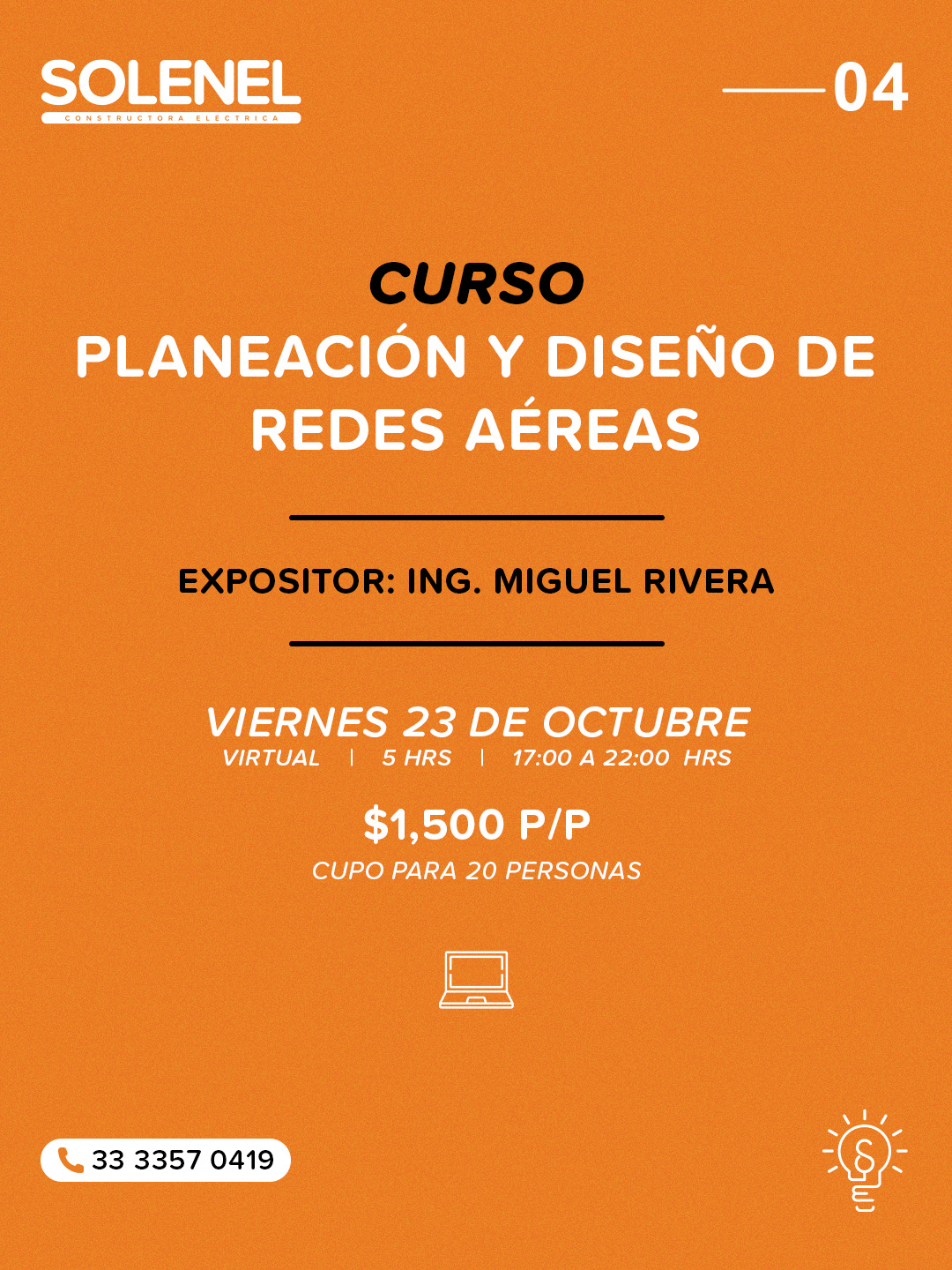 Cartel del curso virtual de Planeación y Diseño de Redes Aéreas del 23 de octubre de 2026