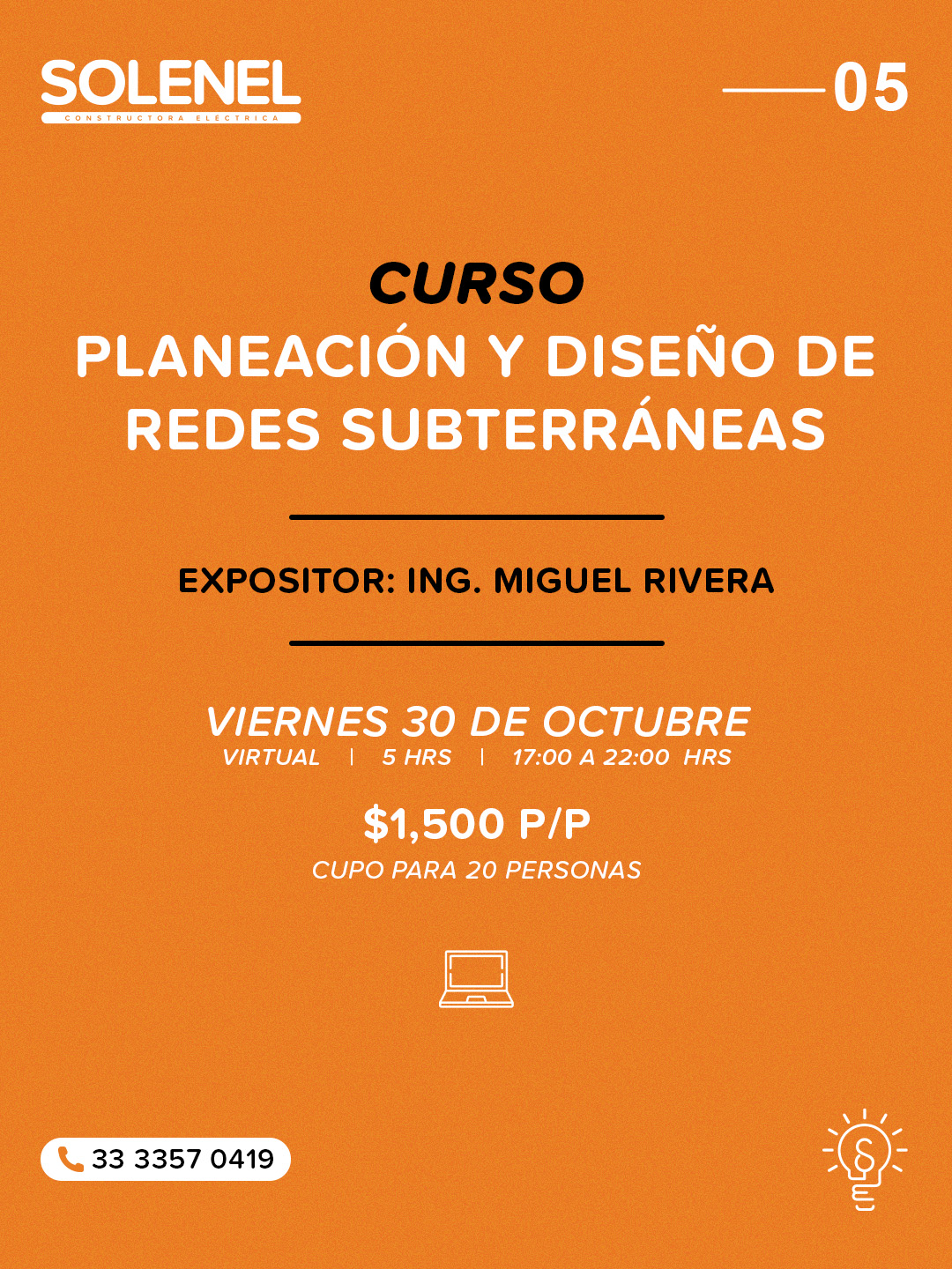 Cartel del curso virtual de Planeación y Diseño de Redes Subterráneas del 30 de octubre de 2026